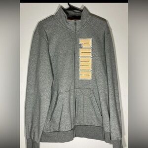 Puma Sports Lifestyles Gray Full Zip Mock Neck Sweatshirt Mens Lrg
